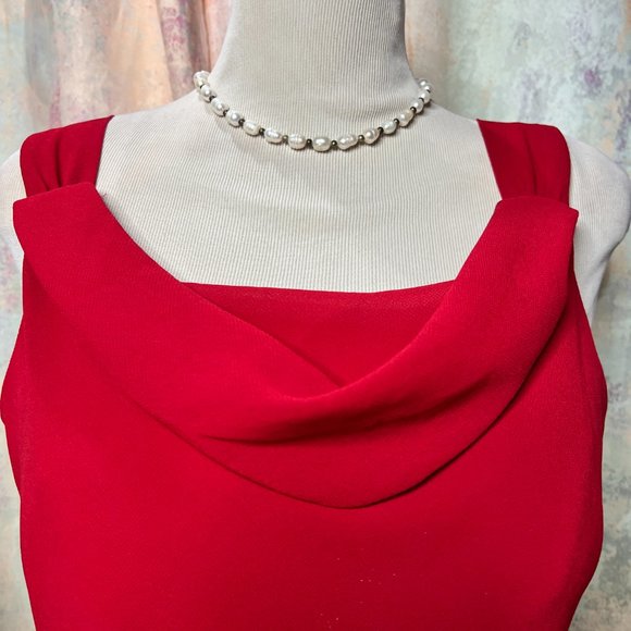 📌Karen Stevens Semi Formal Asymmetrical Chiffon Dress with Waterfall Neckline - Picture 4 of 15